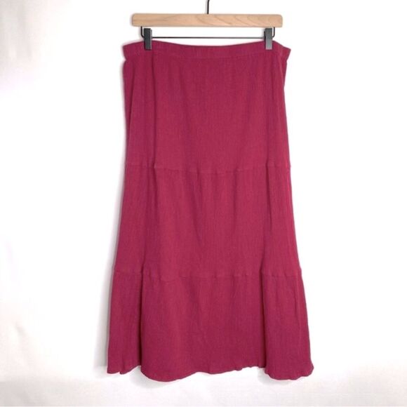 Vintage Dresses & Skirts - Vintage CW Classics Red Crepe Midi Skirt Size 1X Tiered Y2K Whimsigoth